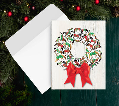 Horse Hollow Press - Horse Boxed Christmas Cards / Blankets Wreath / 8 Holiday