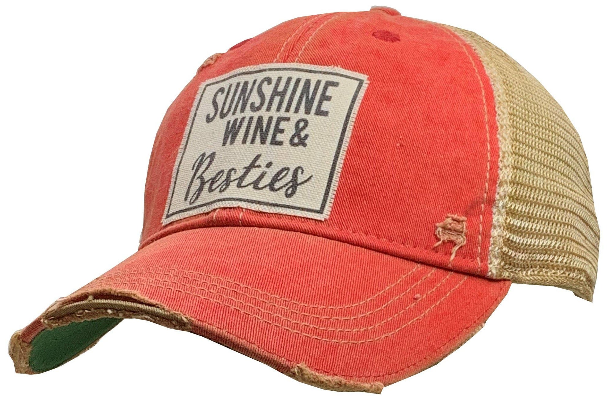 Vintage Life - Sunshine Wine and Besties Distressed Trucker Hat Baseball