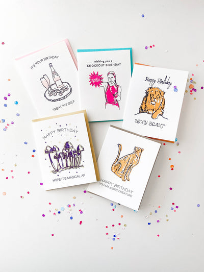 Steel Petal Press - Sexy Beast Birthday - Letterpress Birthday Greeting Card