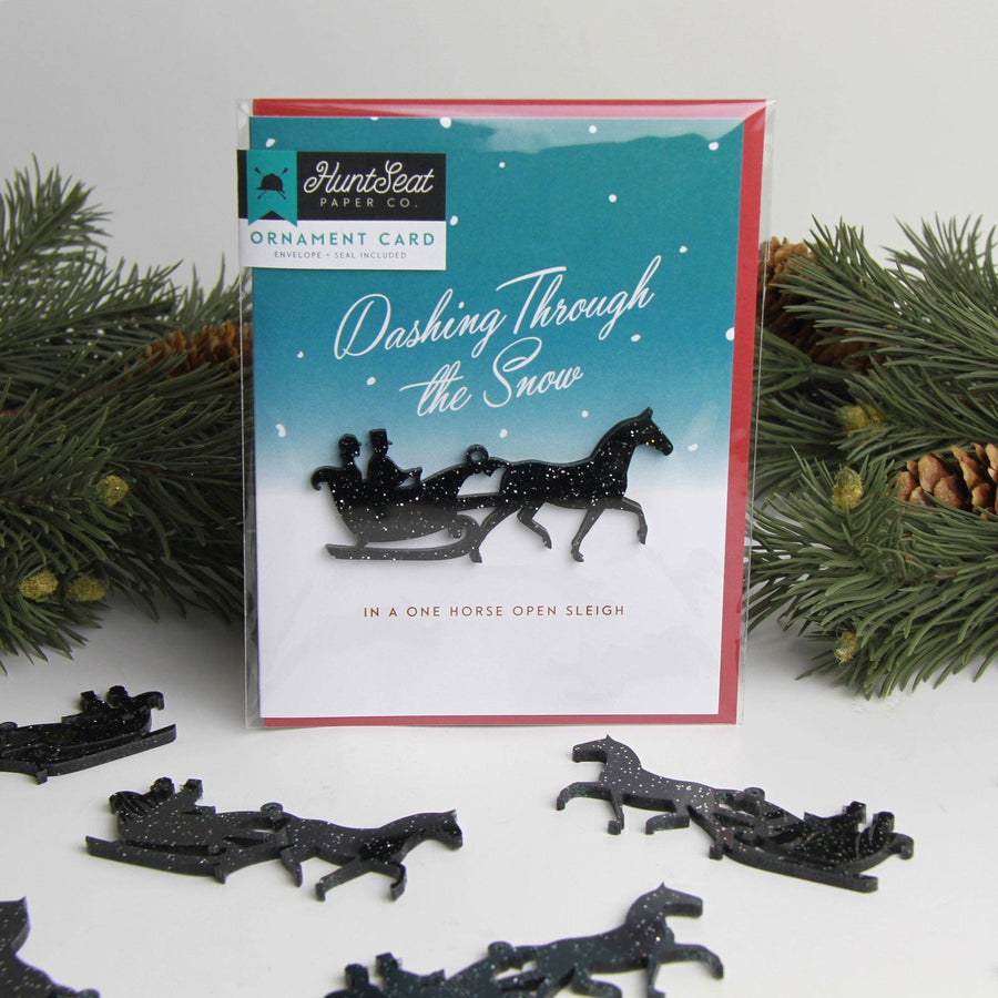 Hunt Seat Paper Co. - Dashing - Equestrian Horse Christmas Ornament Greeting Card - Exceptional Equestrian 