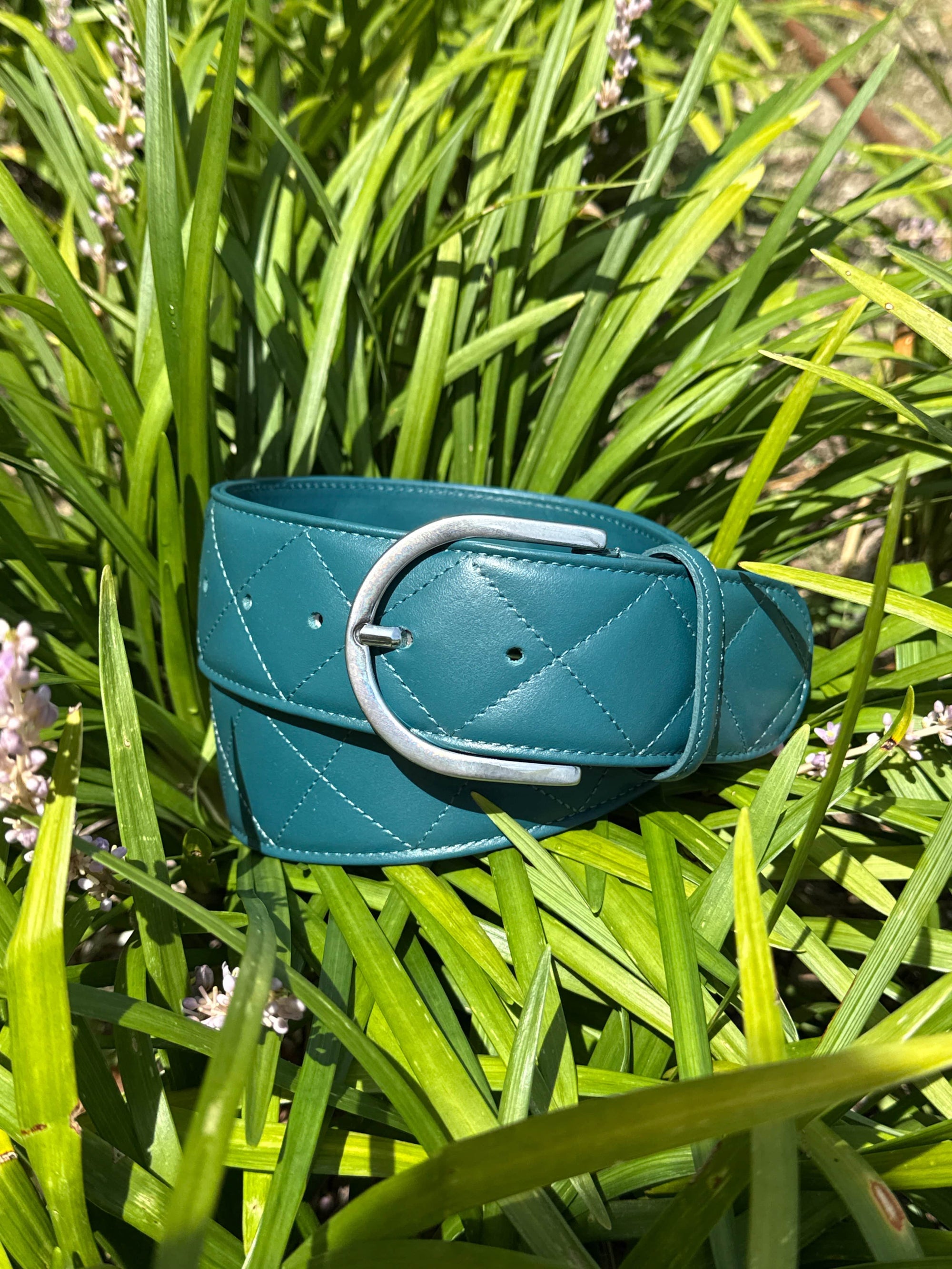 Tailored Sportsman Quilted C Belts -  Dark Teal/Silver TS25