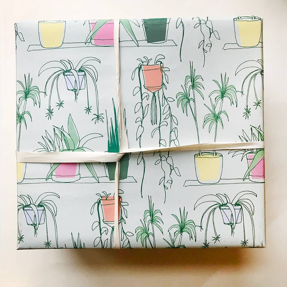 Steel Petal Press - House Plants Gift Wrapping Paper - Roll of 3 Sheets