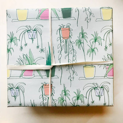 Steel Petal Press - House Plants Gift Wrapping Paper - Roll of 3 Sheets
