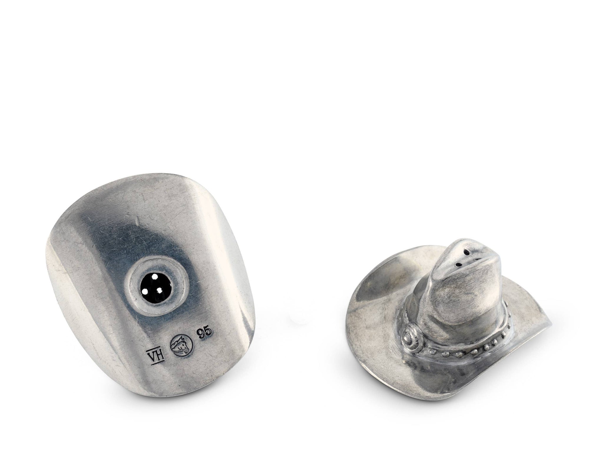 Vagabond House - Pewter Cowboy Hat Salt & Pepper Set - Exceptional Equestrian