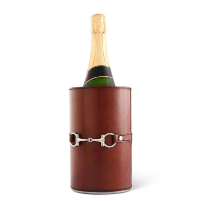 Vagabond House - Premium Genuine Leather Bit Wine Bottle Chiller  - Stainless Lined