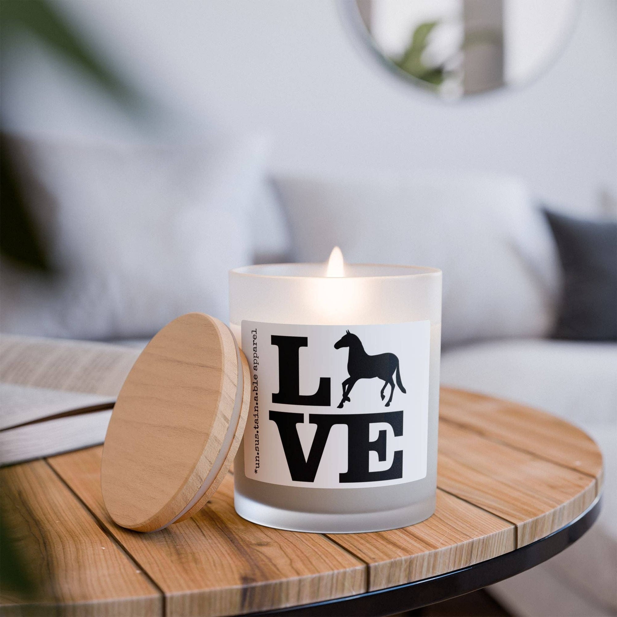 un.sus.tain.a.ble apparel - Frosted Glass Candle, 11oz - LOVE