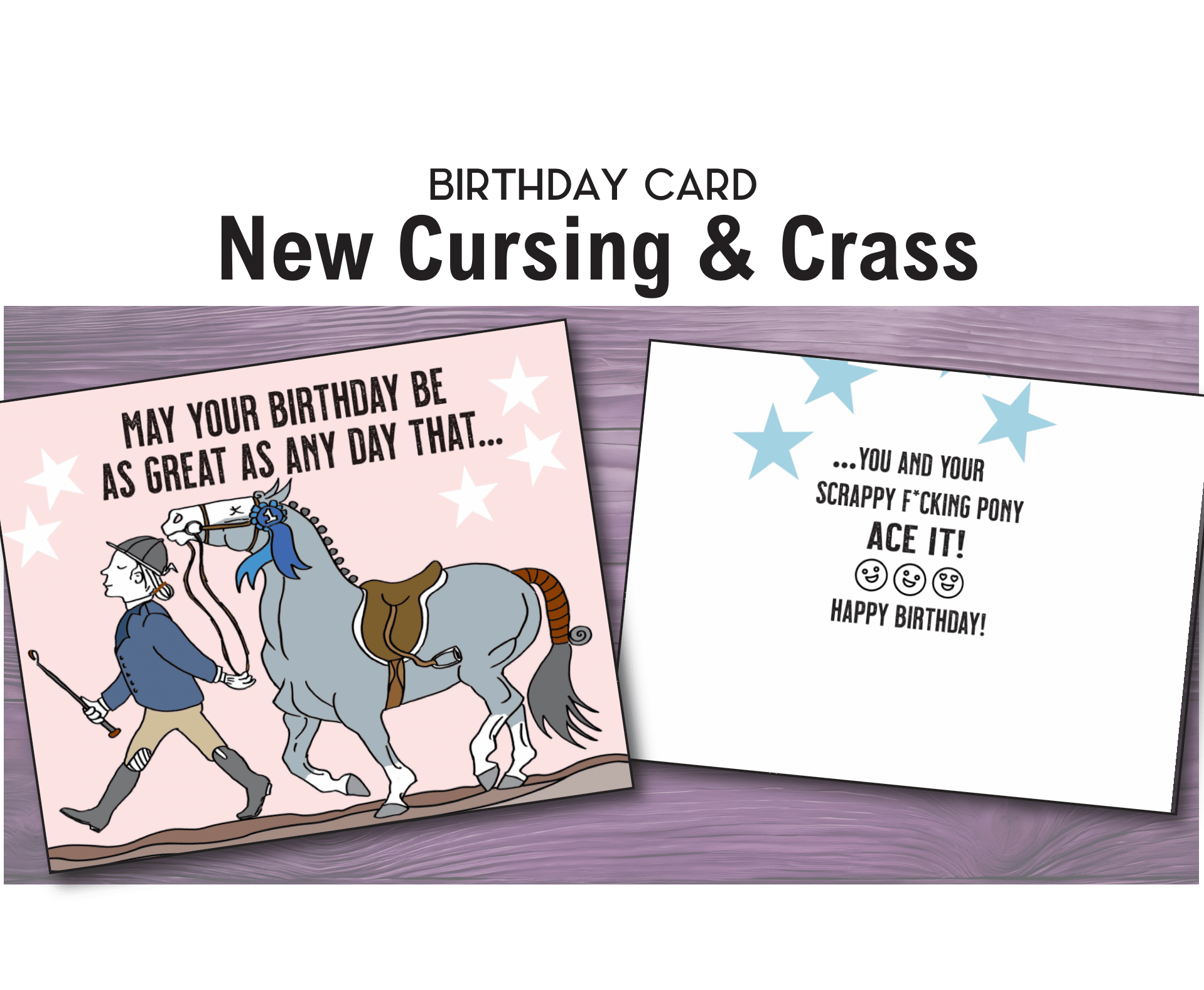 Horse Hollow Press - Horse Greeting Birthday Card / Scrappy / Cursing & Crass