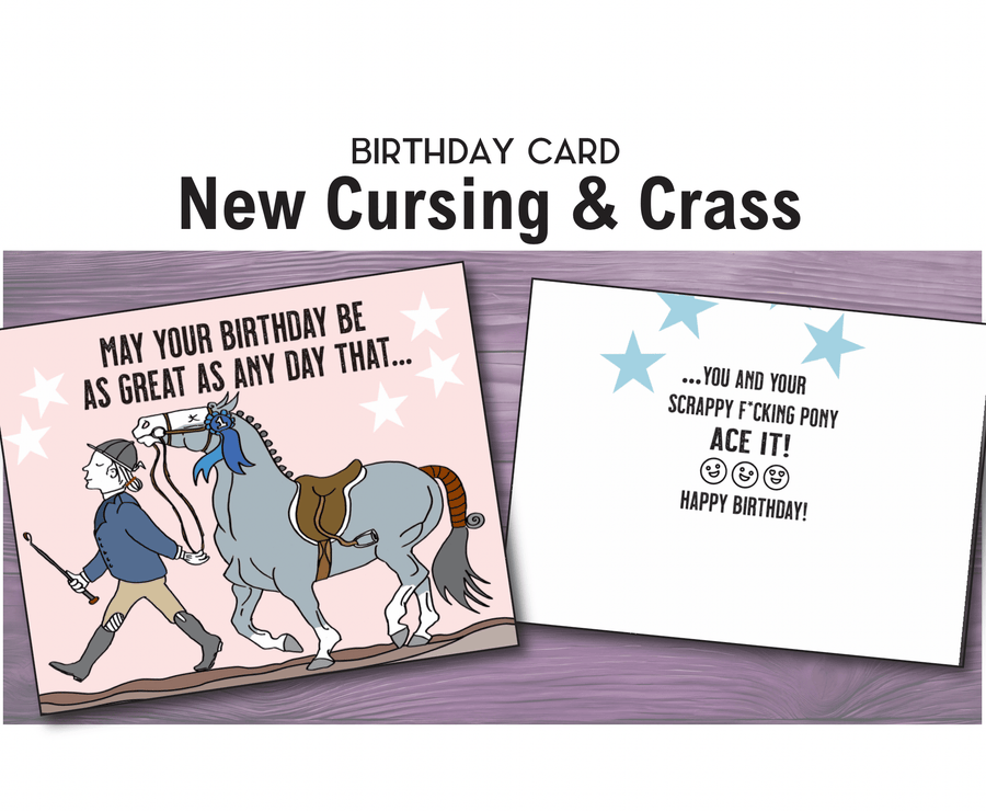 Horse Hollow Press - Horse Greeting Birthday Card / Scrappy / Cursing & Crass