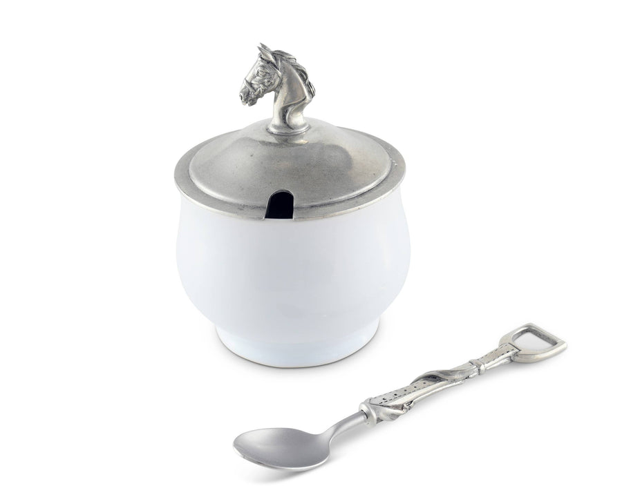 Vagabond House - Equestrian Sugar Bowl and Spoon - Exceptional Equestrian 