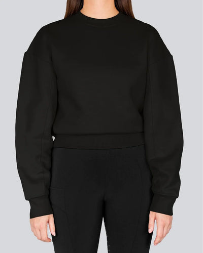 Black Sweatshirt with ribbed neckline, cuffs, and hem
