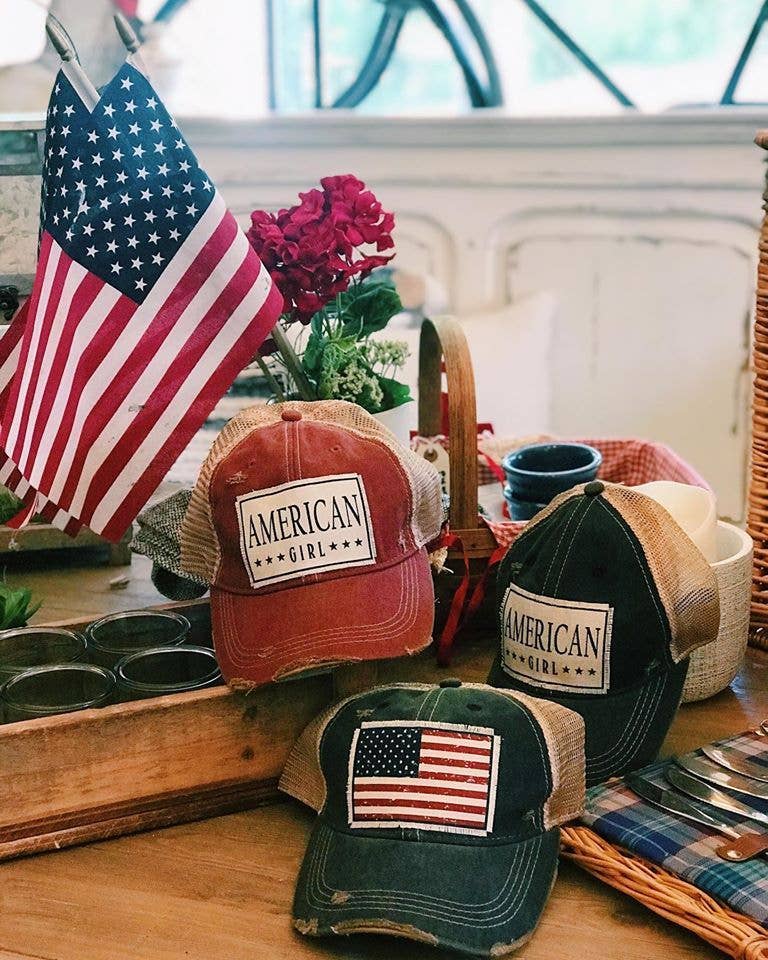 Vintage Life - American Girl Distressed Trucker Hat Baseball Cap