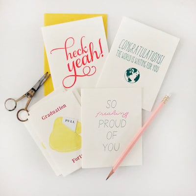 Steel Petal Press - Heck Yeah - Letterpress Congratulations Greeting Card