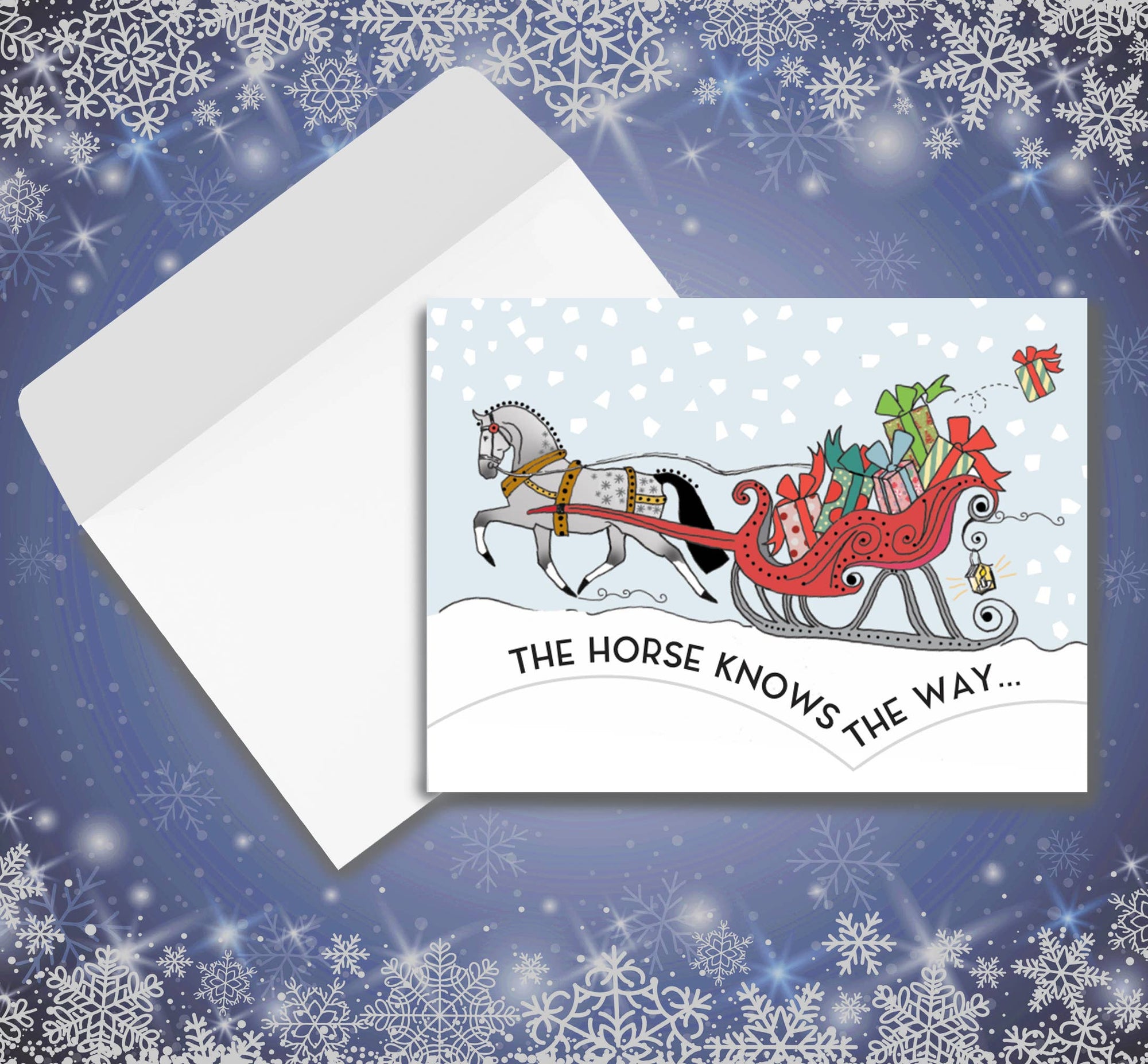 Horse Hollow Press - Horse Christmas Card / Santa Knows / Holiday Greeting Card