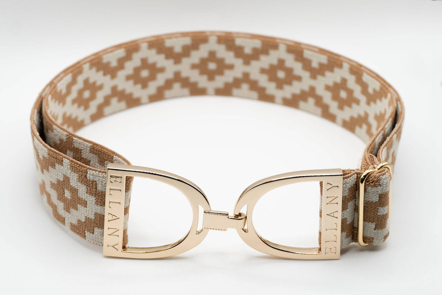 Huston x Ellany - Caramel Polo - 1.5" Gold Stirrup Elastic Belt