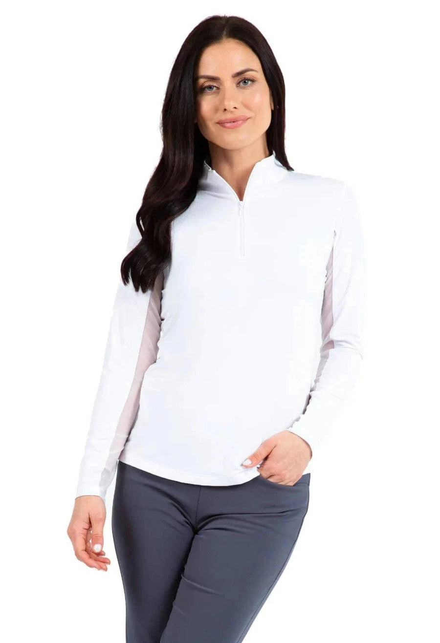 IBKUL Solid Long Sleeve Mock Neck Top - Exceptional Equestrian 