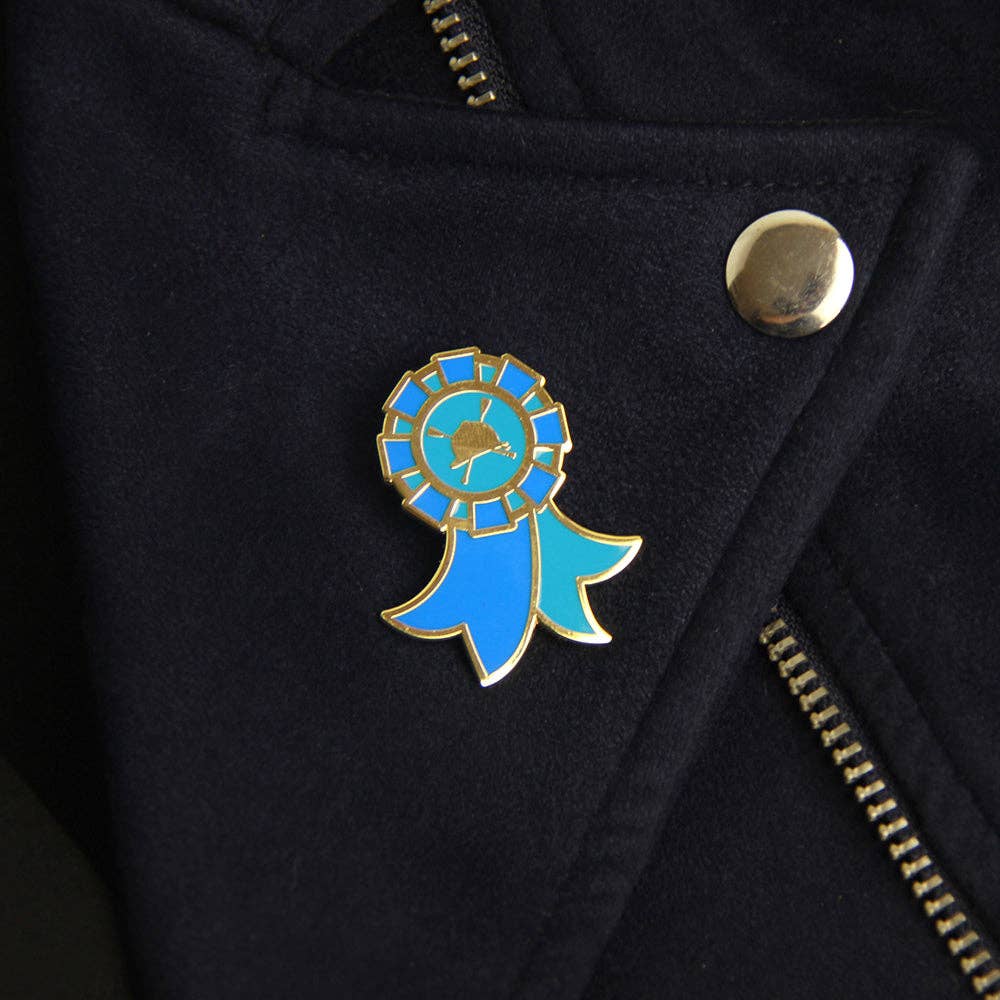 Hunt Seat Paper Co. - Winner Pony Pin - Equestrian Blue Ribbon Lapel Pin for Gift