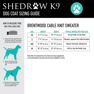 Shedrow K9 - Shedrow K9 Brentwood Cable Knit Dog Sweater - Tapestry Blue: Medium Small