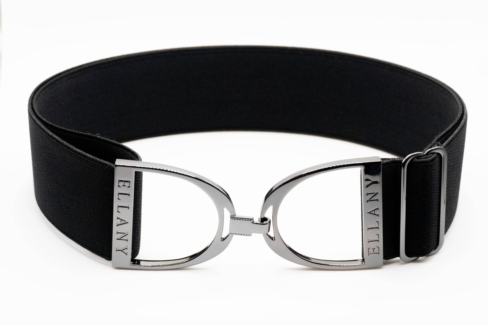 Huston x Ellany - Black - 2" Gunmetal Stirrup Equestrian Elastic Belt