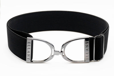 Huston x Ellany - Black - 2" Gunmetal Stirrup Equestrian Elastic Belt