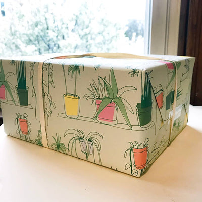 Steel Petal Press - House Plants Gift Wrapping Paper - Roll of 3 Sheets