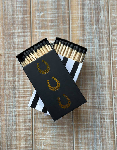 Stable Style - Black Oversized Horseshoe Matches with Gold Foil