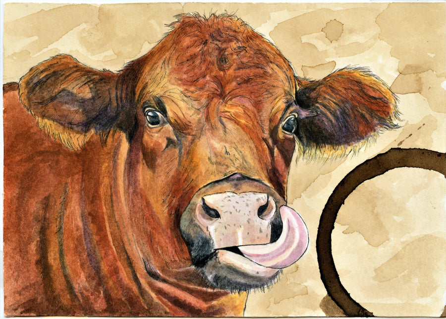 Forever Caroline - Whimsical Cow All-Occasion Greeting Card | Farmhouse Art