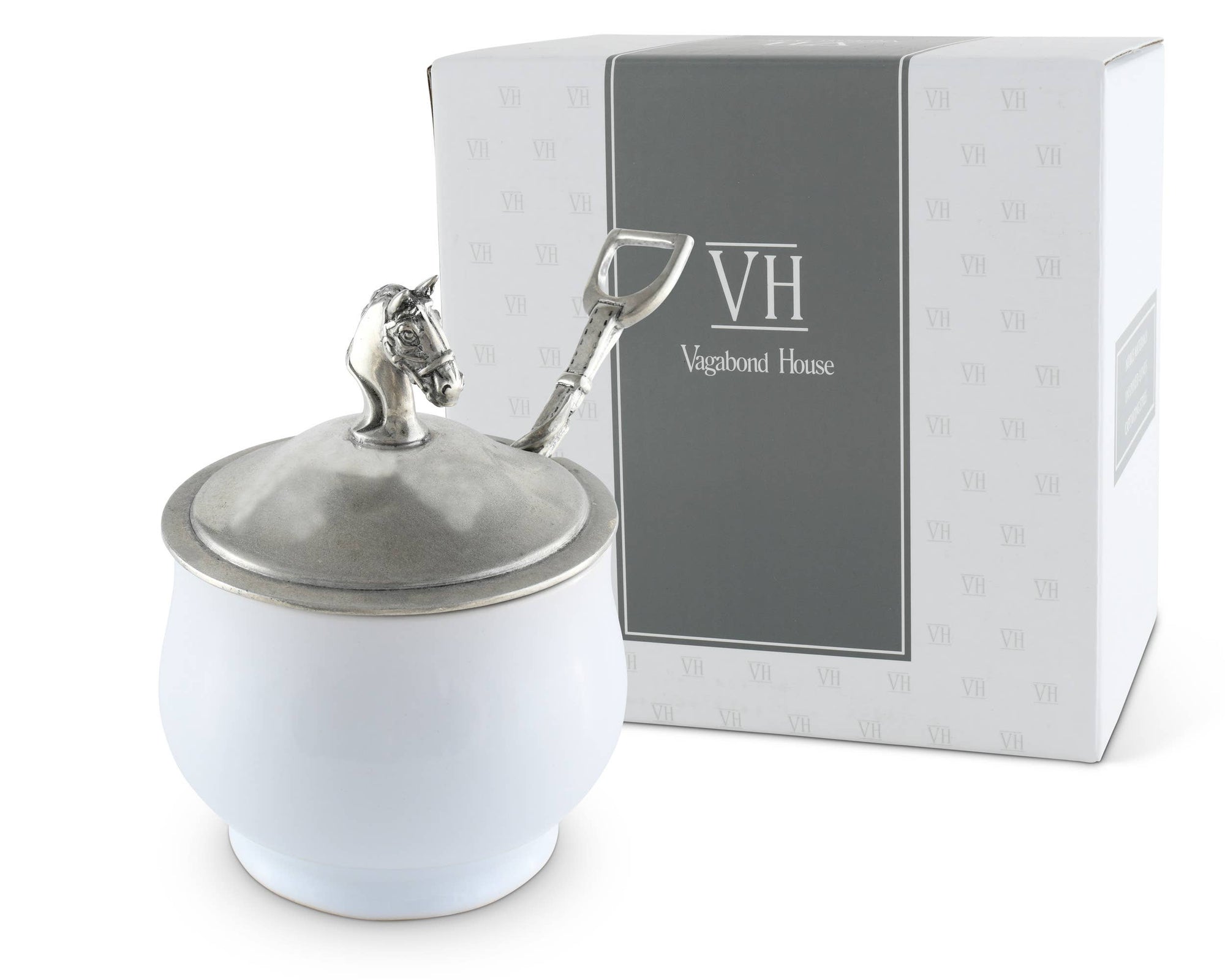 Vagabond House - Equestrian Sugar Bowl and Spoon - Exceptional Equestrian