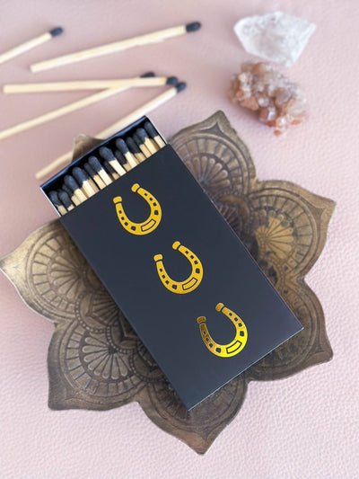 Stable Style - Black Oversized Horseshoe Matches with Gold Foil