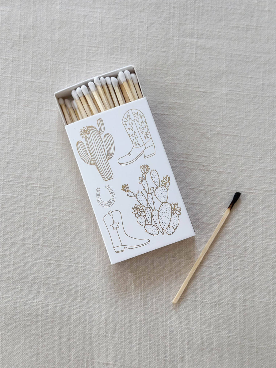 Stable Style - White Oversized Cowboy Boot & Cactus Matches