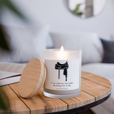 un.sus.tain.a.ble apparel - Frosted Glass Candle, 11oz - Climb Into The Saddle - Western