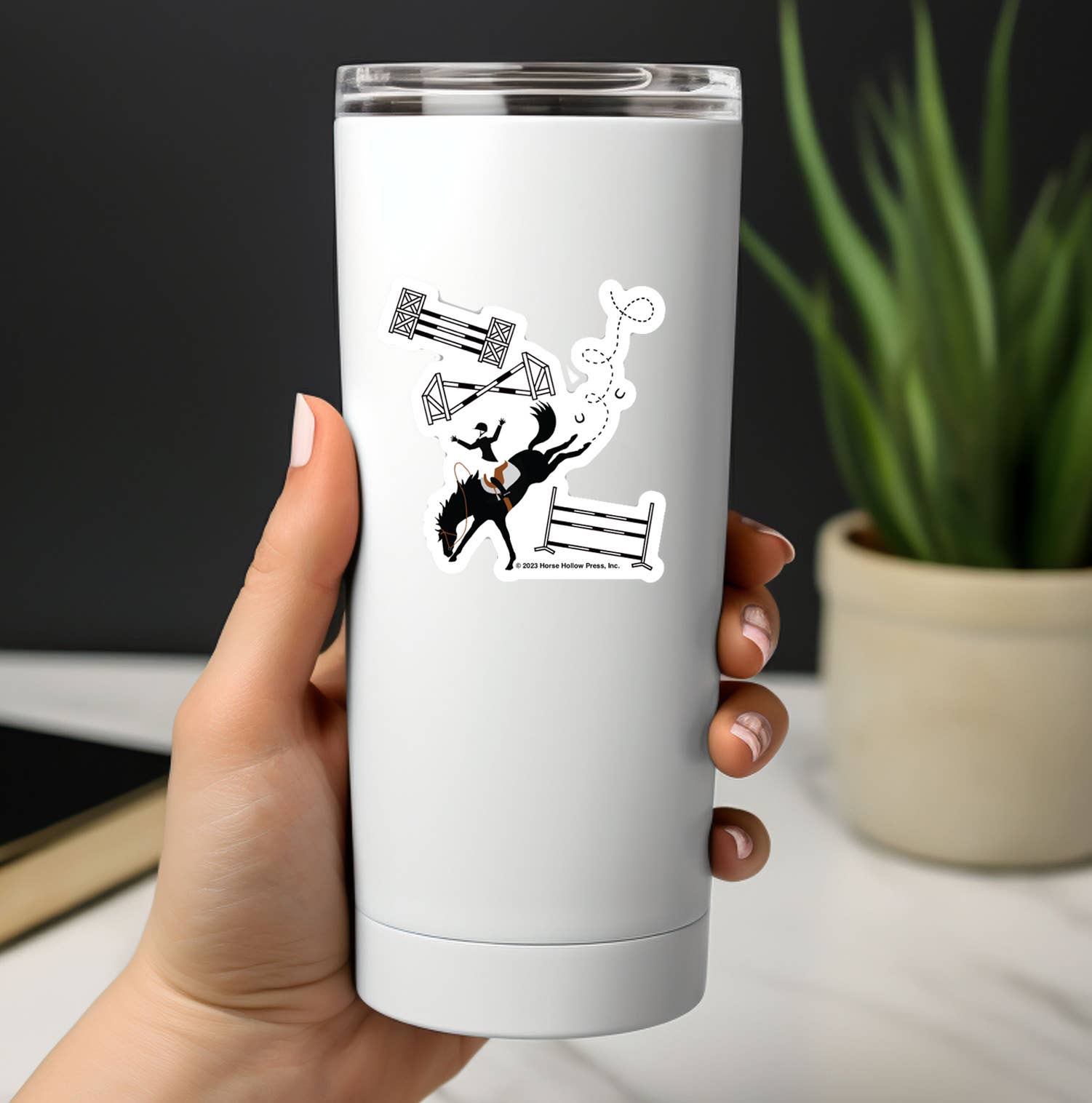 Horse Hollow Press - 3" Tumbler Horse Sticker / Off Course Bucking / WATERPROOF