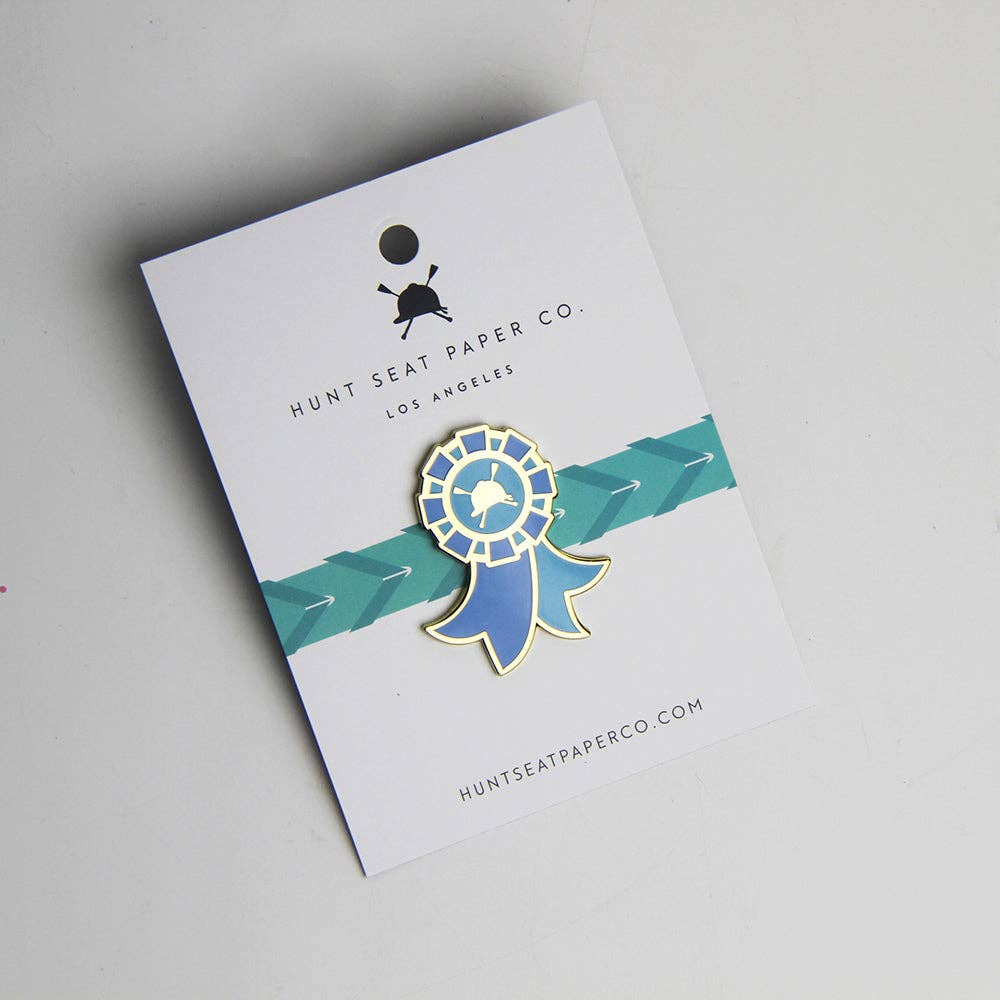 Hunt Seat Paper Co. - Winner Pony Pin - Equestrian Blue Ribbon Lapel Pin for Gift