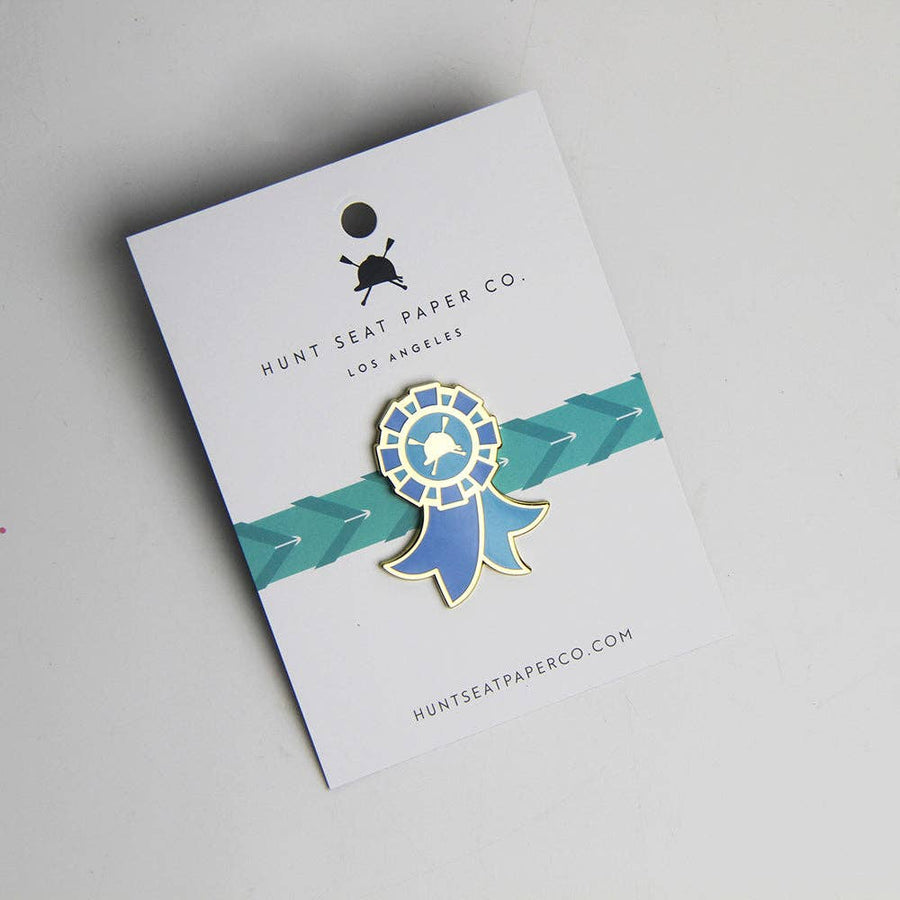 Hunt Seat Paper Co. - Winner Pony Pin - Equestrian Blue Ribbon Lapel Pin for Gift
