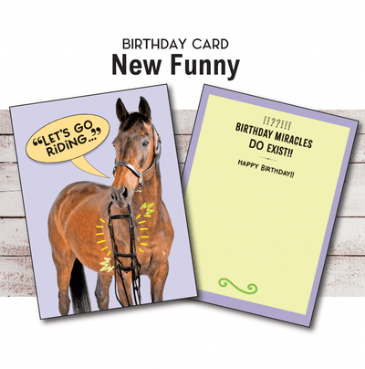 Horse Hollow Press - Horse Greeting Birthday Card / Let's Go Riding Funny Card