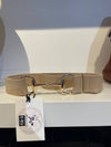 Pesazia - Stretch Bit Belts - Beige w/ Gold Snaffle Bit - Exceptional Equestrian