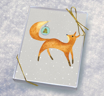 Horse Hollow Press - Fox Boxed Christmas Cards / Fox Christmas Ball / 8 Cards