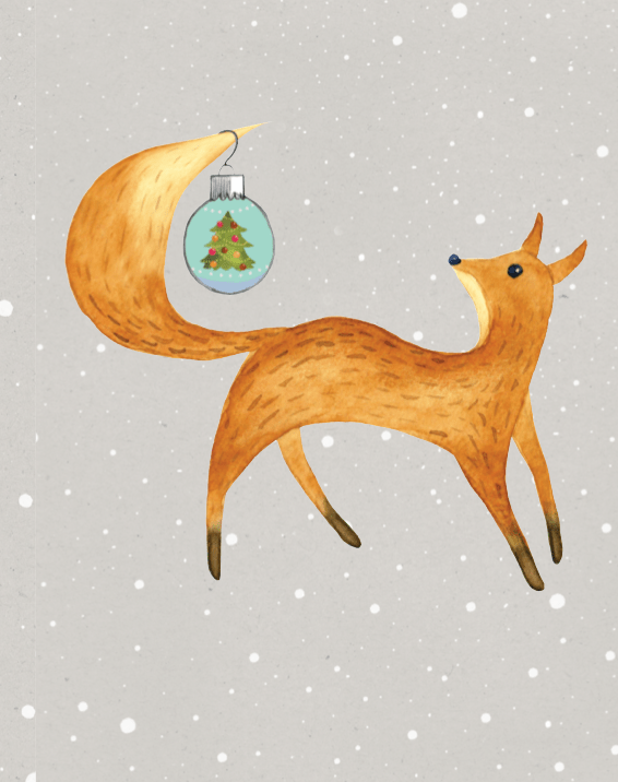 Horse Hollow Press - Fox Boxed Christmas Cards / Fox Christmas Ball / 8 Cards