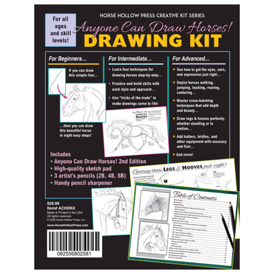 Horse Hollow Press  - Art Kit Horse Equestrian / Anyone Can Draw Horses Art Kit