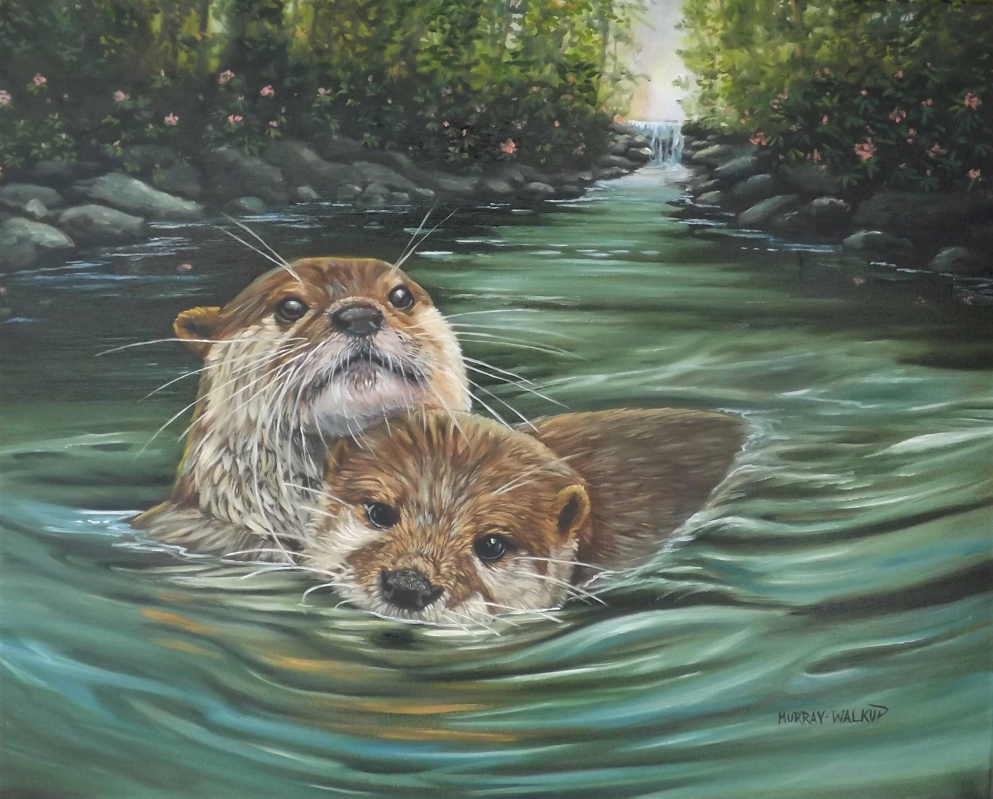 Forever Caroline - River Otters All-Occasion Greeting Card | Cute Wildlife Art