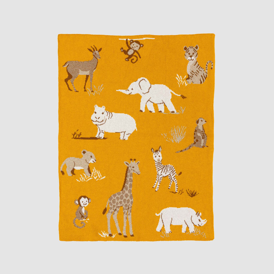 In2Green - Baby Safari  - Cotton Sustainable Knit Animal Blanket