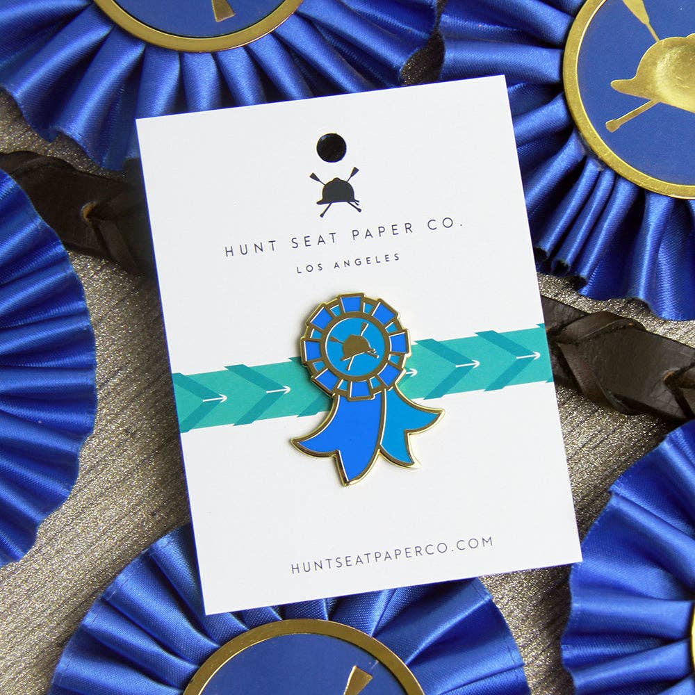 Hunt Seat Paper Co. - Winner Pony Pin - Equestrian Blue Ribbon Lapel Pin for Gift