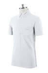 White Men's short-sleeve competition polo with button-down collar and a tie-clip. Embroidered Albatross logo on the pocket and collar.