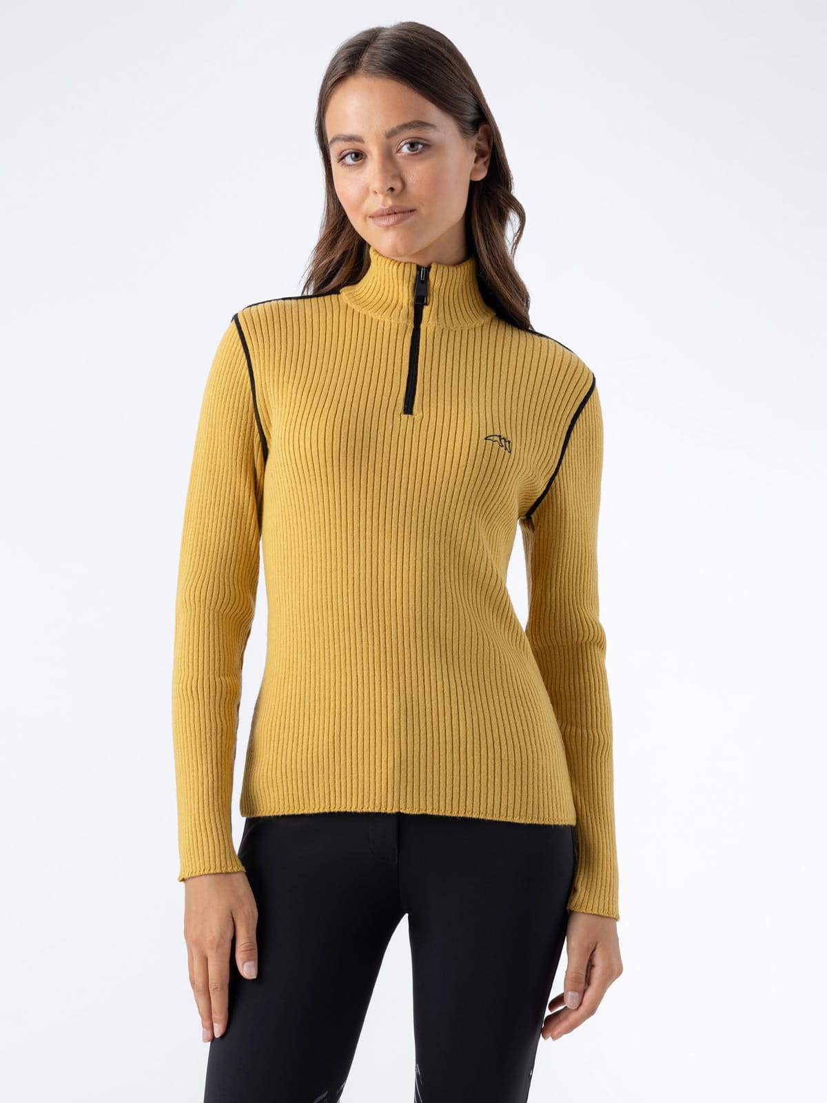 EQUILINE FW26 EQCLIP - Women's Quarter Zip Ribbed Fabric Knit Sweater