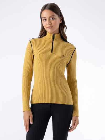EQUILINE FW26 EQCLIP - Women's Quarter Zip Ribbed Fabric Knit Sweater