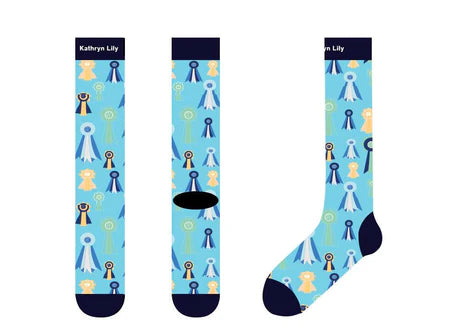 Kathryn Lily Equestrian - Teal Ribbons Child Boot Socks