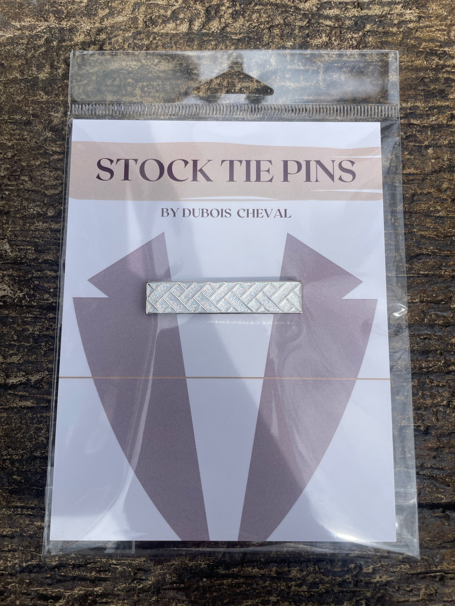 Dubois Cheval - Silver Sparkly Basketweave Stock Tie Pin