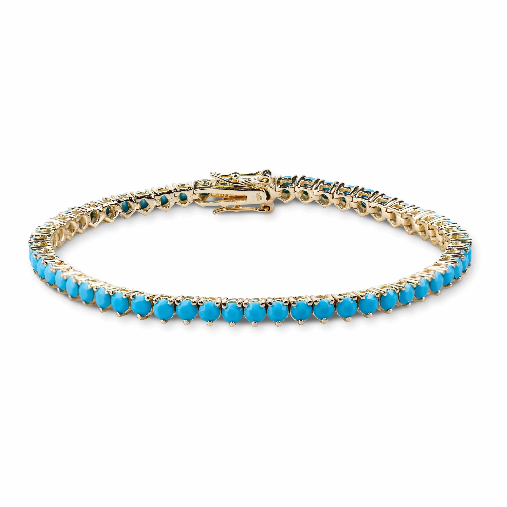KELLY HERD LARGE TURQUOISE CLASP BRACELET - GOLD PLATED STERLING SILVER - Exceptional Equestrian