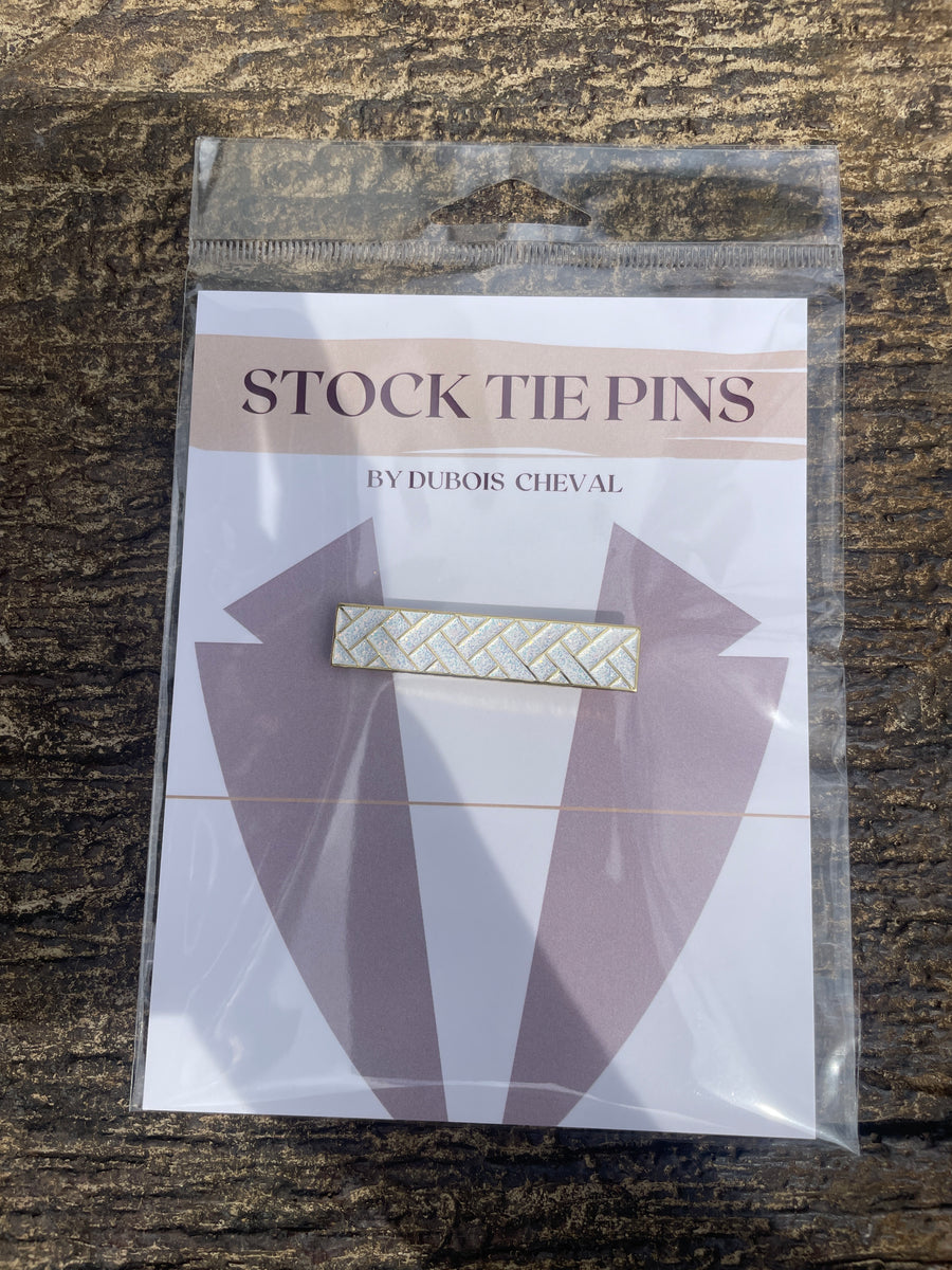 Dubois Cheval - Gold Sparkly Basketweave Stock Tie Pin