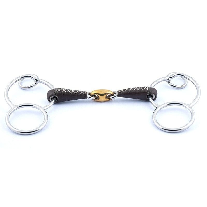 Jump'In French mouth German 3 ring Leather Covered bit