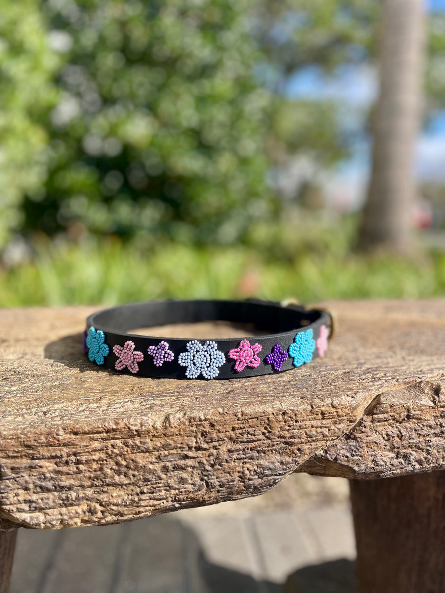 "Spring Blossoms" Beaded Dog Collar - Custom